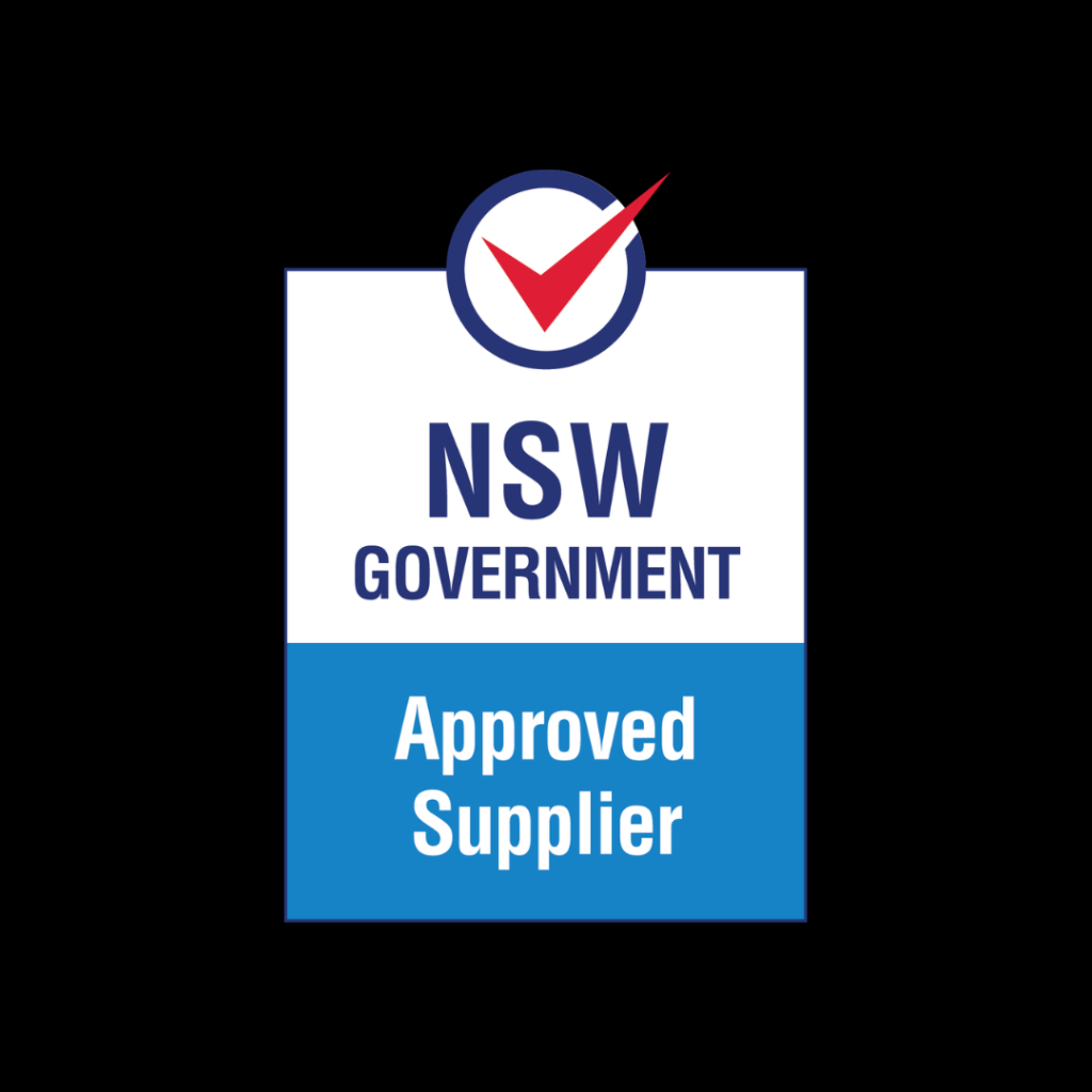 NSW Government Approved Supplier badge indicating approved vendor status.