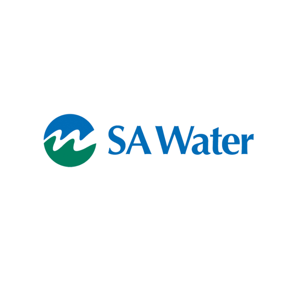 SA Water Official Supplier logo featuring a blue circular mark and the blue 'SA Water' text with 'Official Supplier' subtitle.